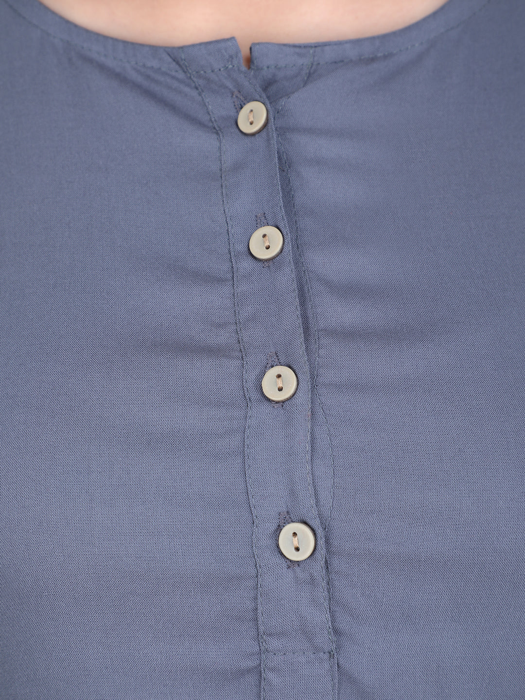 Grey Soild Straight Rayon Top