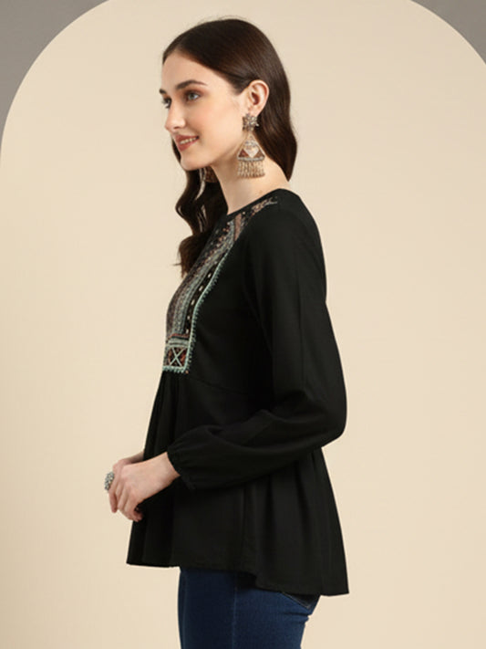 Classic Black Cotton Tops for Women
