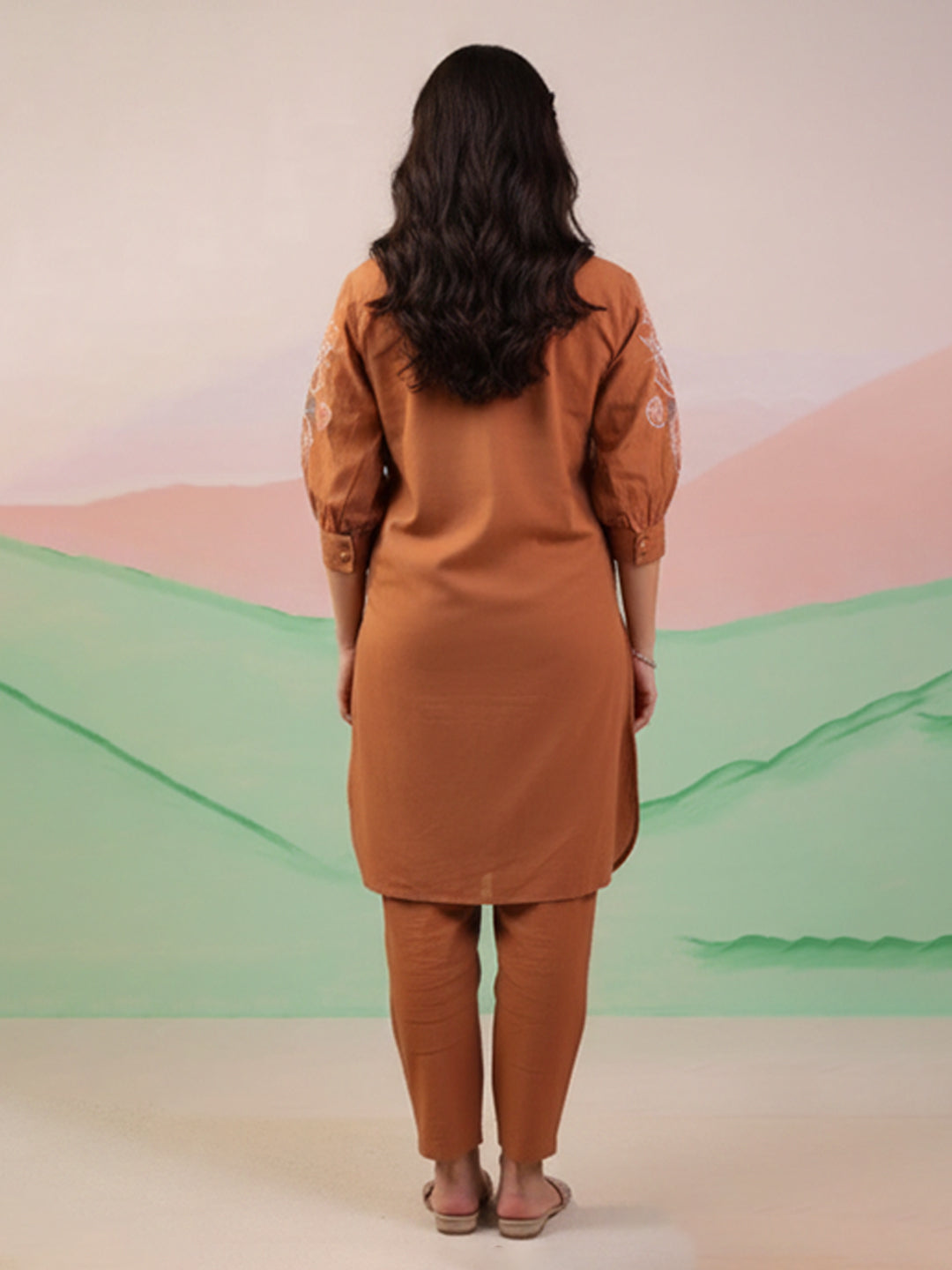 Elegant Brown Cotton Flex Kurta Set