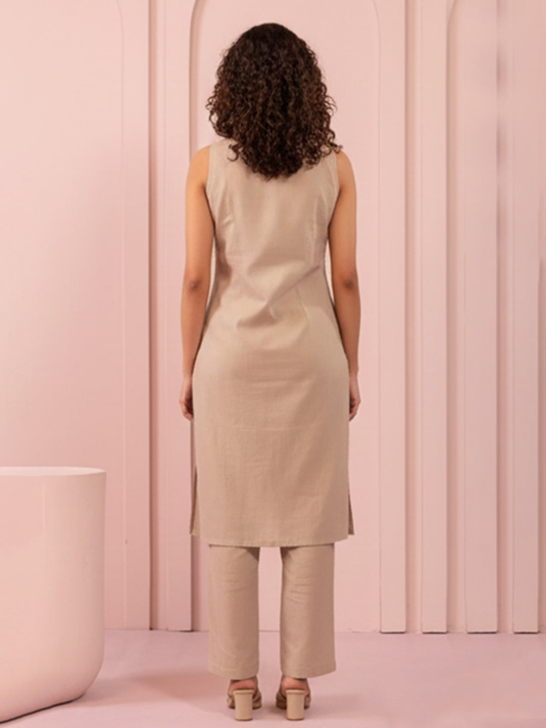 Elegant Beige Cotton Flex Kurta Set