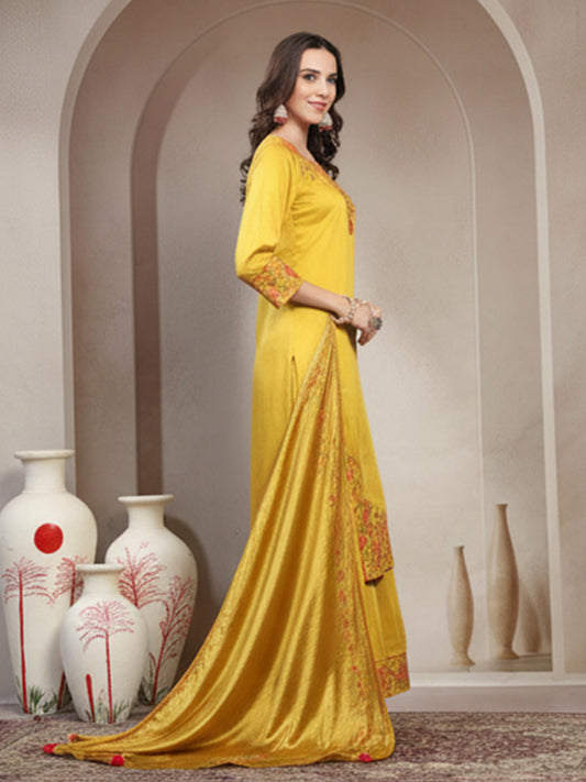 Elegant Yellow Gajji Suit Set for Women’s Festive Ethnic Wear