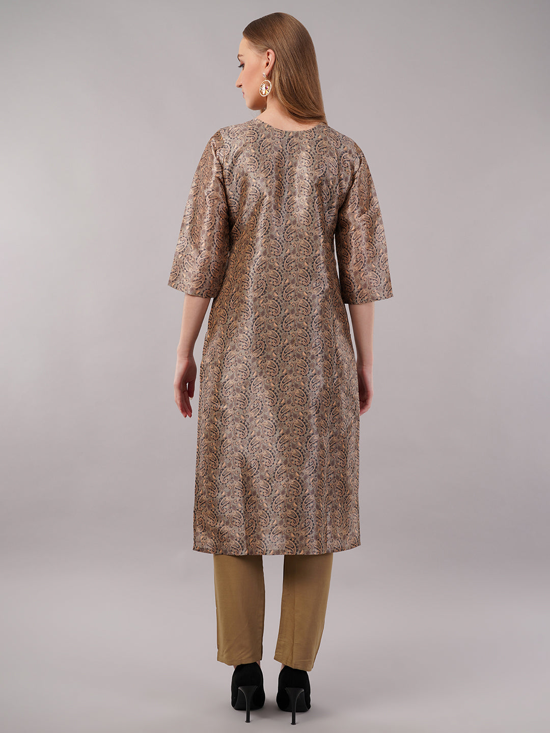 dhartii Camel Brown Floral Zardozi Suit Set