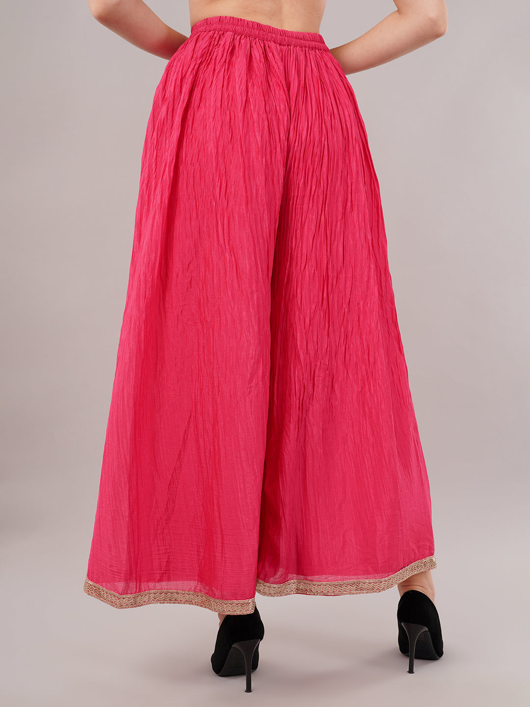 dhartii Festive Pink and Yellow Shaded Bandhni Sharara Set with Sequin Embellishments