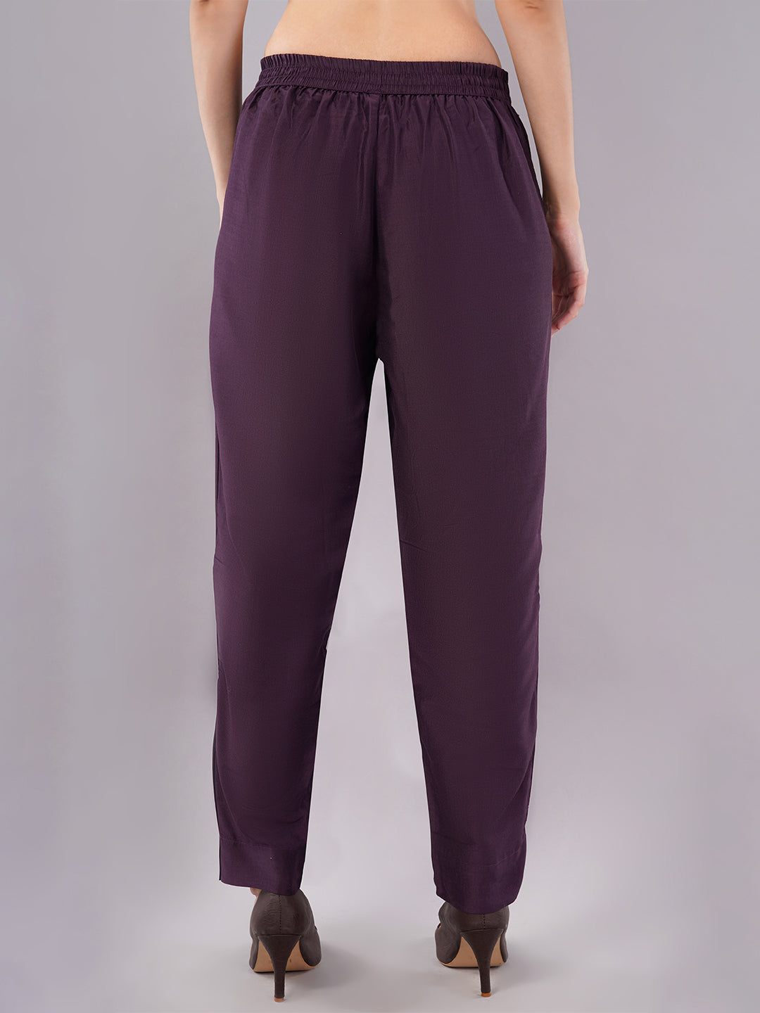 dhartii Festive Purple Glam Suit Set with Embroidered Front Slit, Foil Printed Net Dupatta with pants (3 Piece Set)