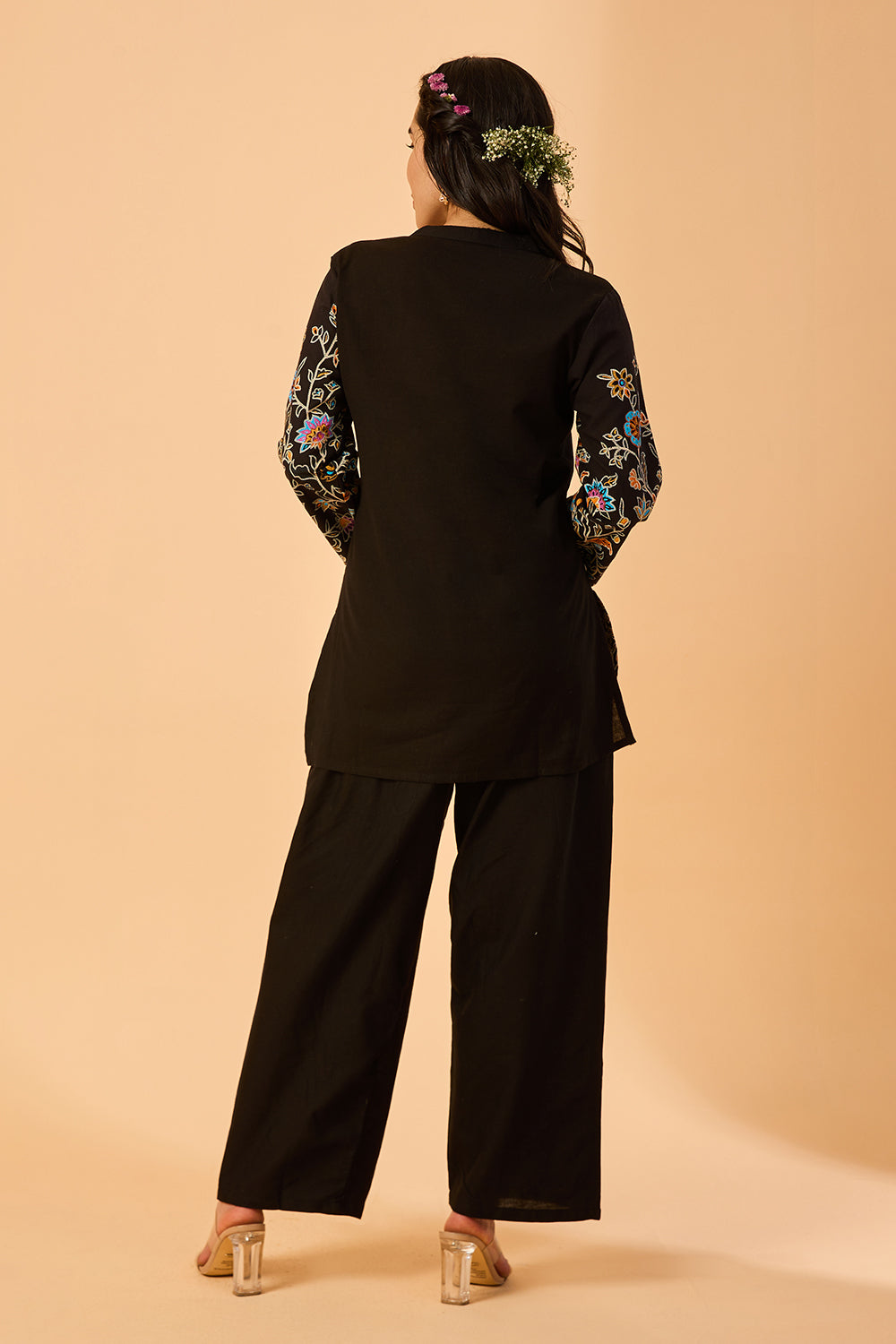 dhartii  Floral Charm Black Cotton Co-Ord Set