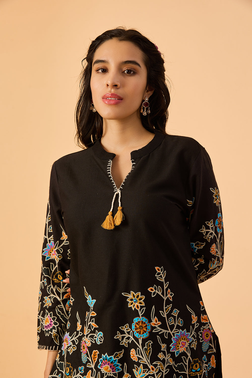 dhartii  Floral Charm Black Cotton Co-Ord Set