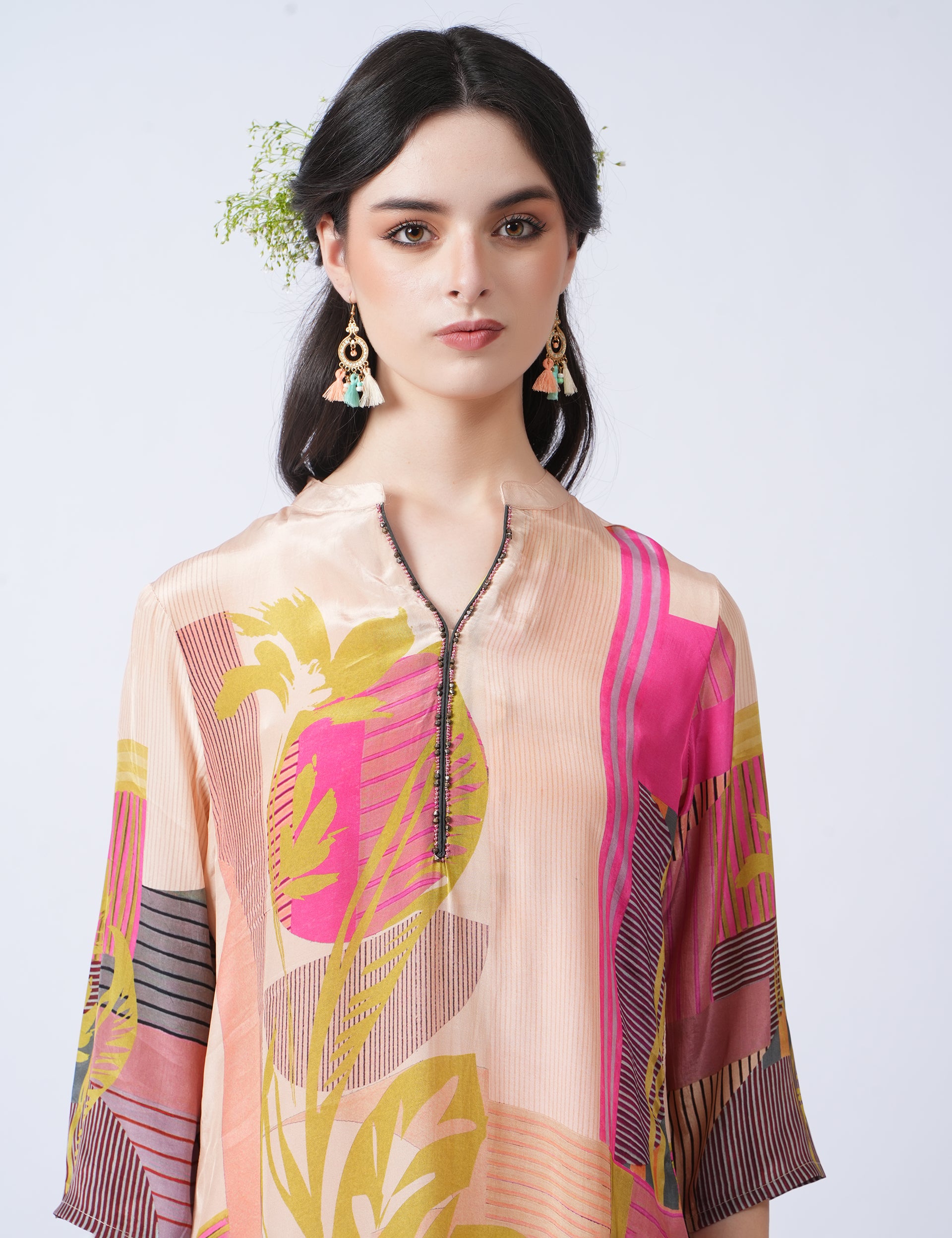dhartii  Multicolor Luxe Flow Multicolor Abstract Satin Coord Set