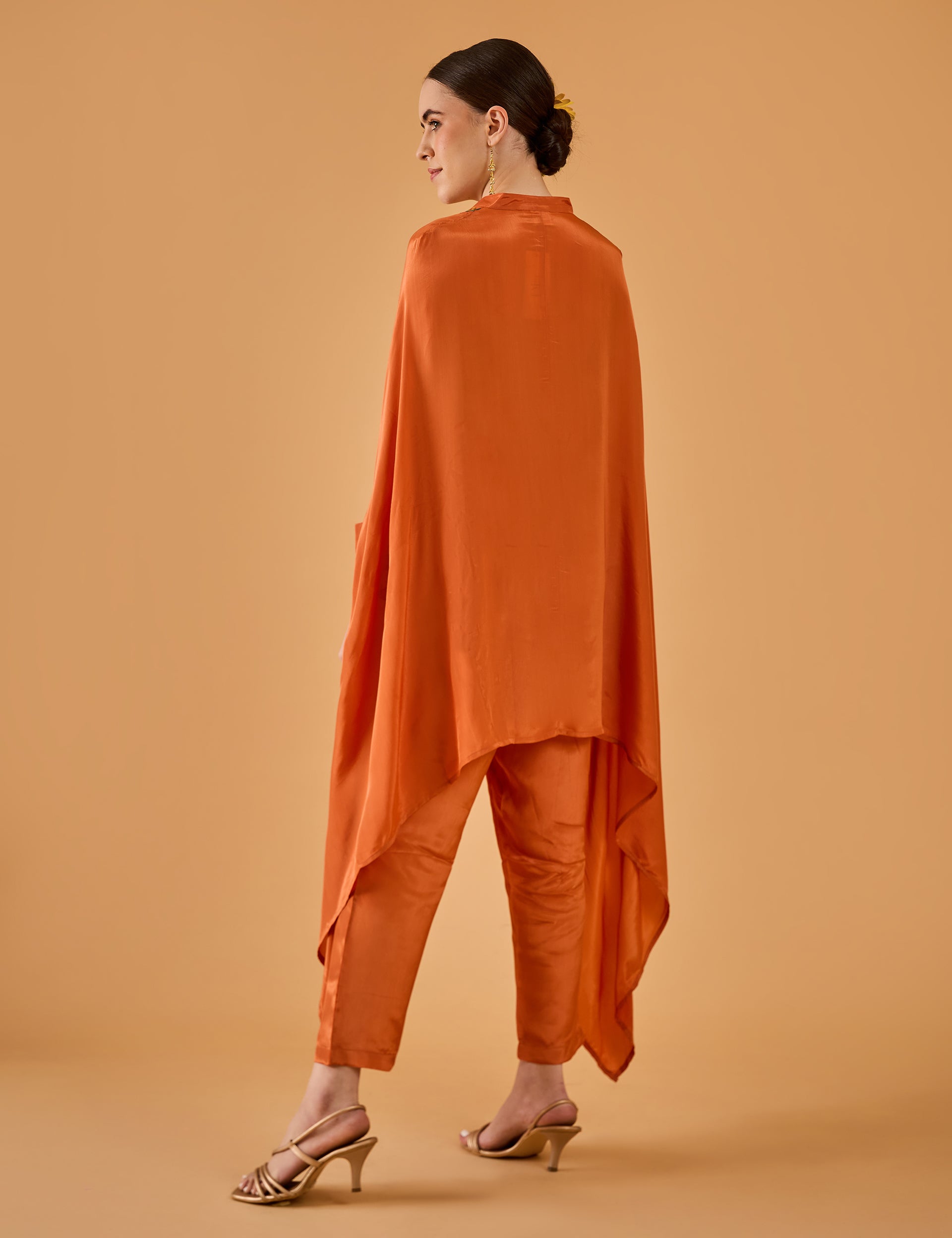 dhartii  Orange Gleam Satin Co-Ord Set