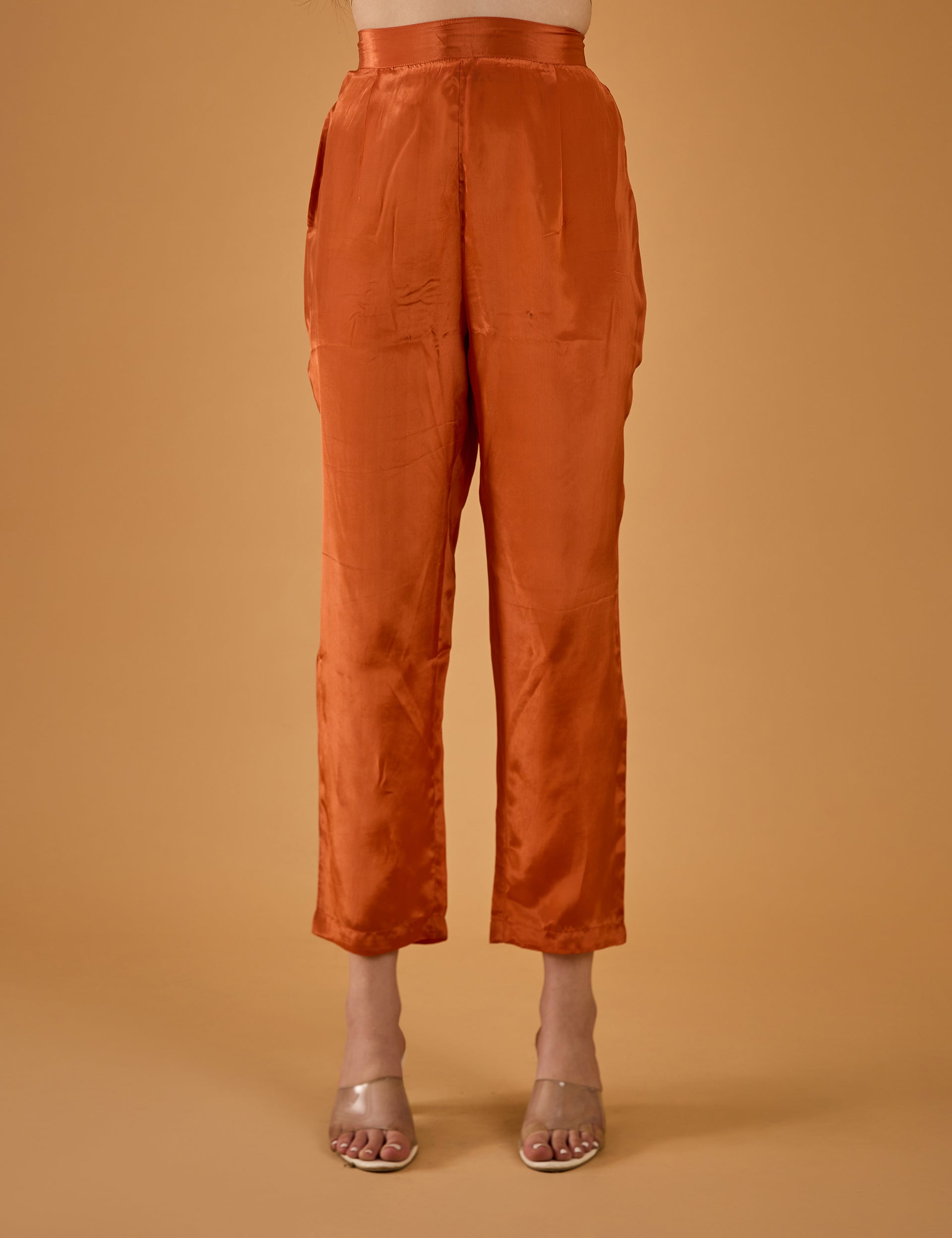 dhartii  Orange Gleam Satin Co-Ord Set