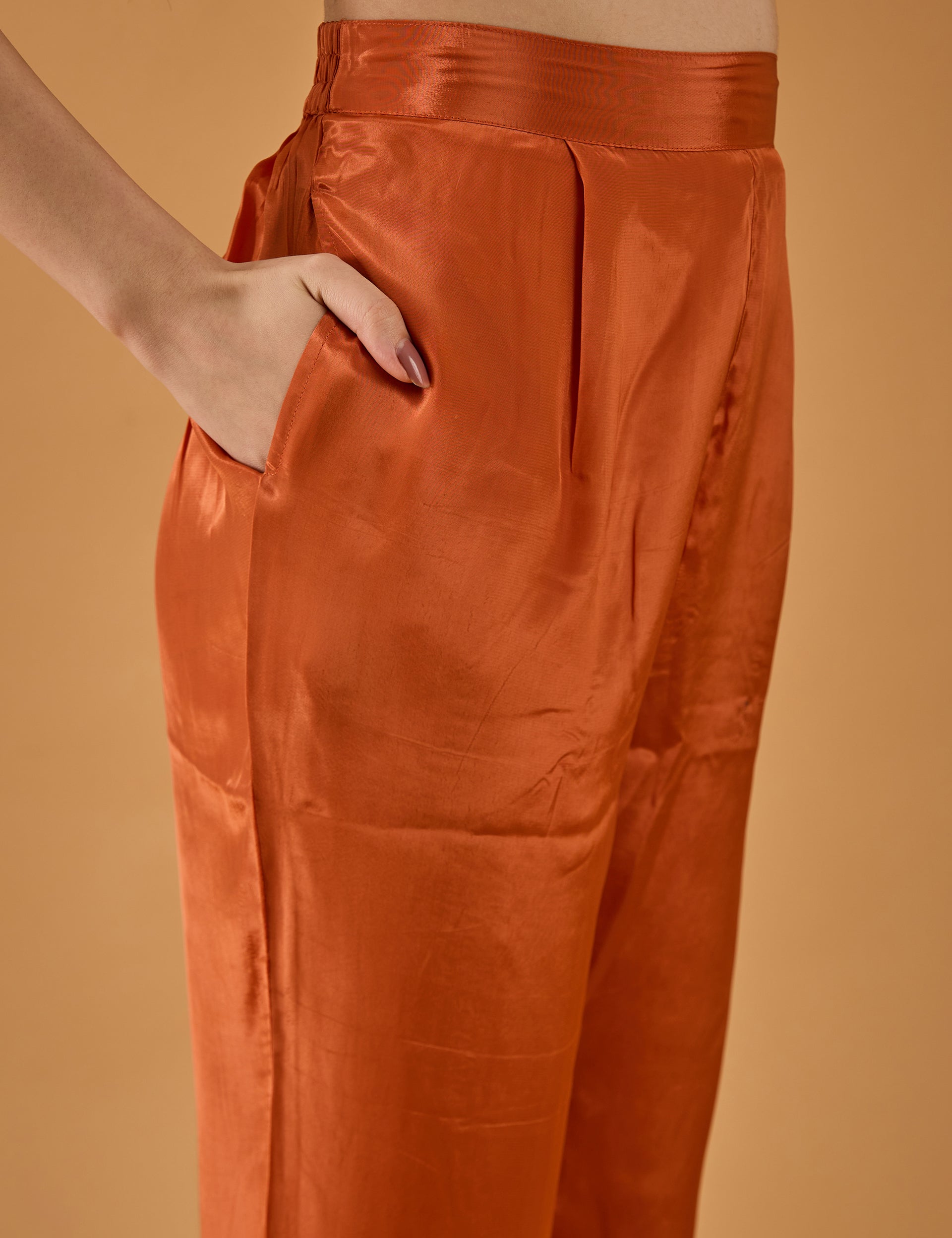 dhartii  Orange Gleam Satin Co-Ord Set