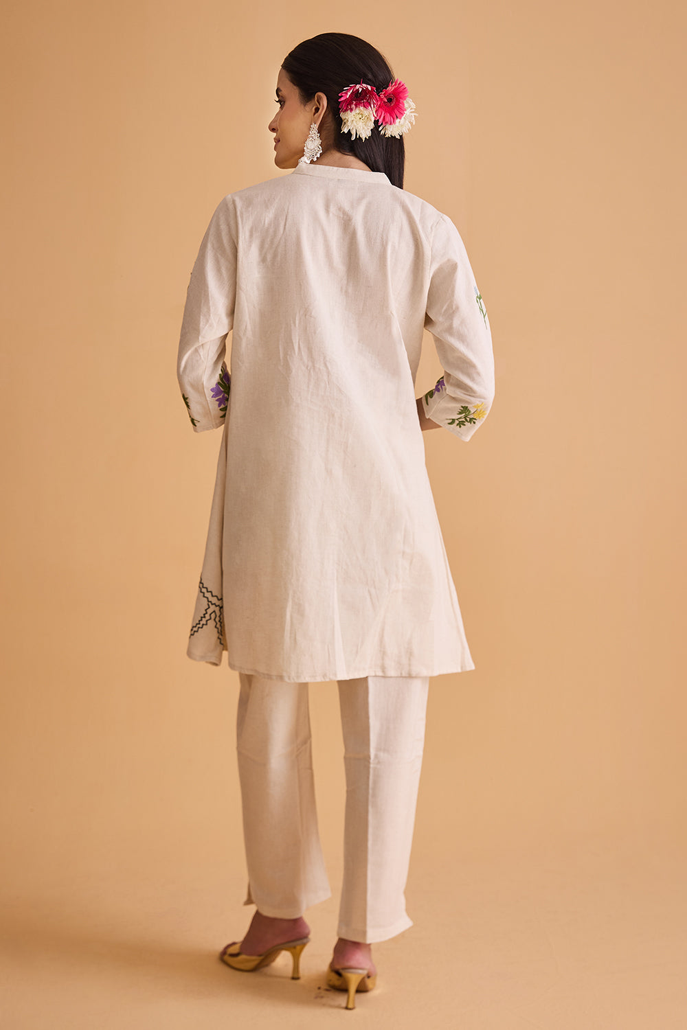 dhartii  natural white Blossom Floral Cotton Co-Ord Set