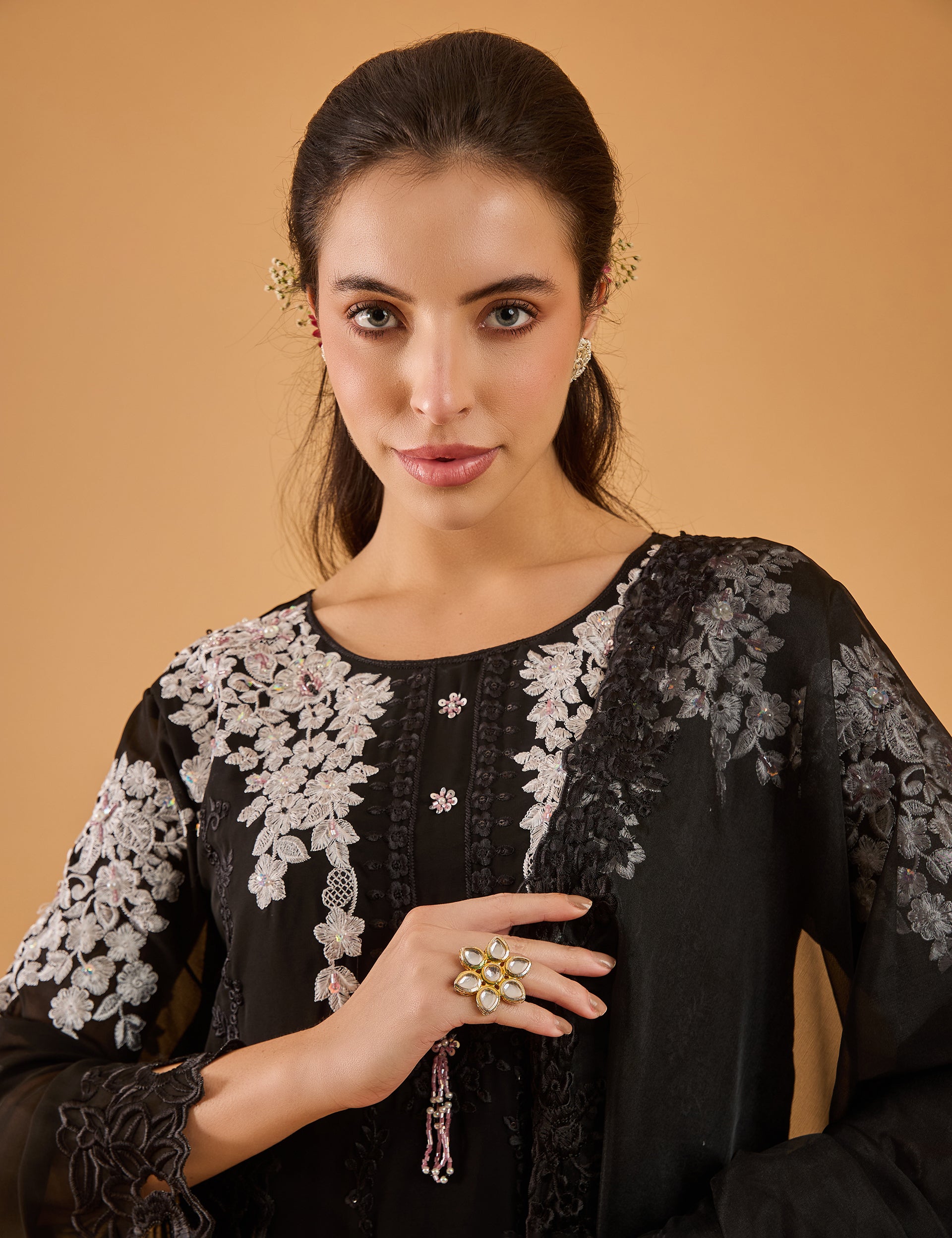 dhartii  Classic Black Georgette Kurta Set