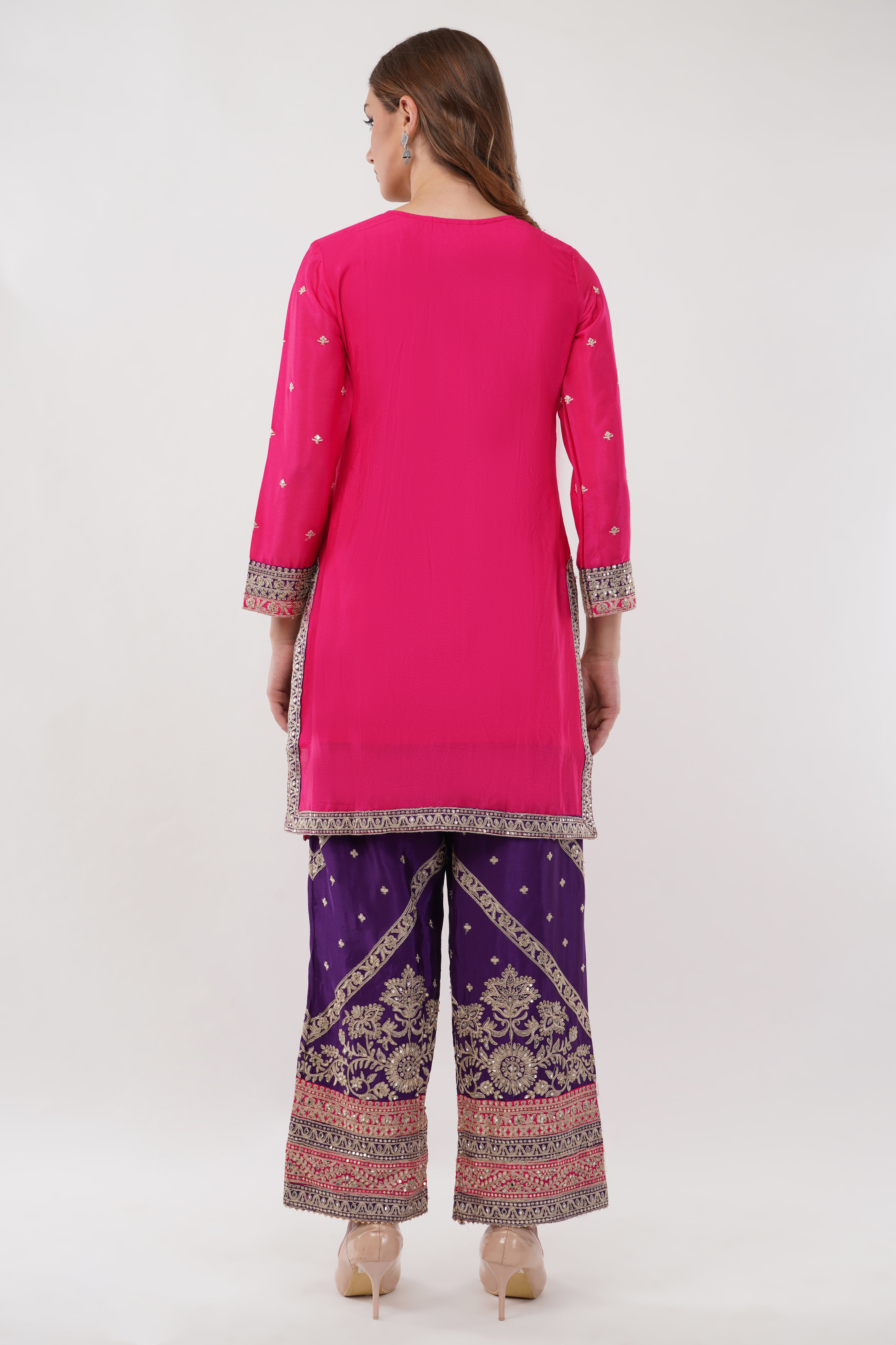 Multi-Color Suit Set With Embroidery - Set Of 3