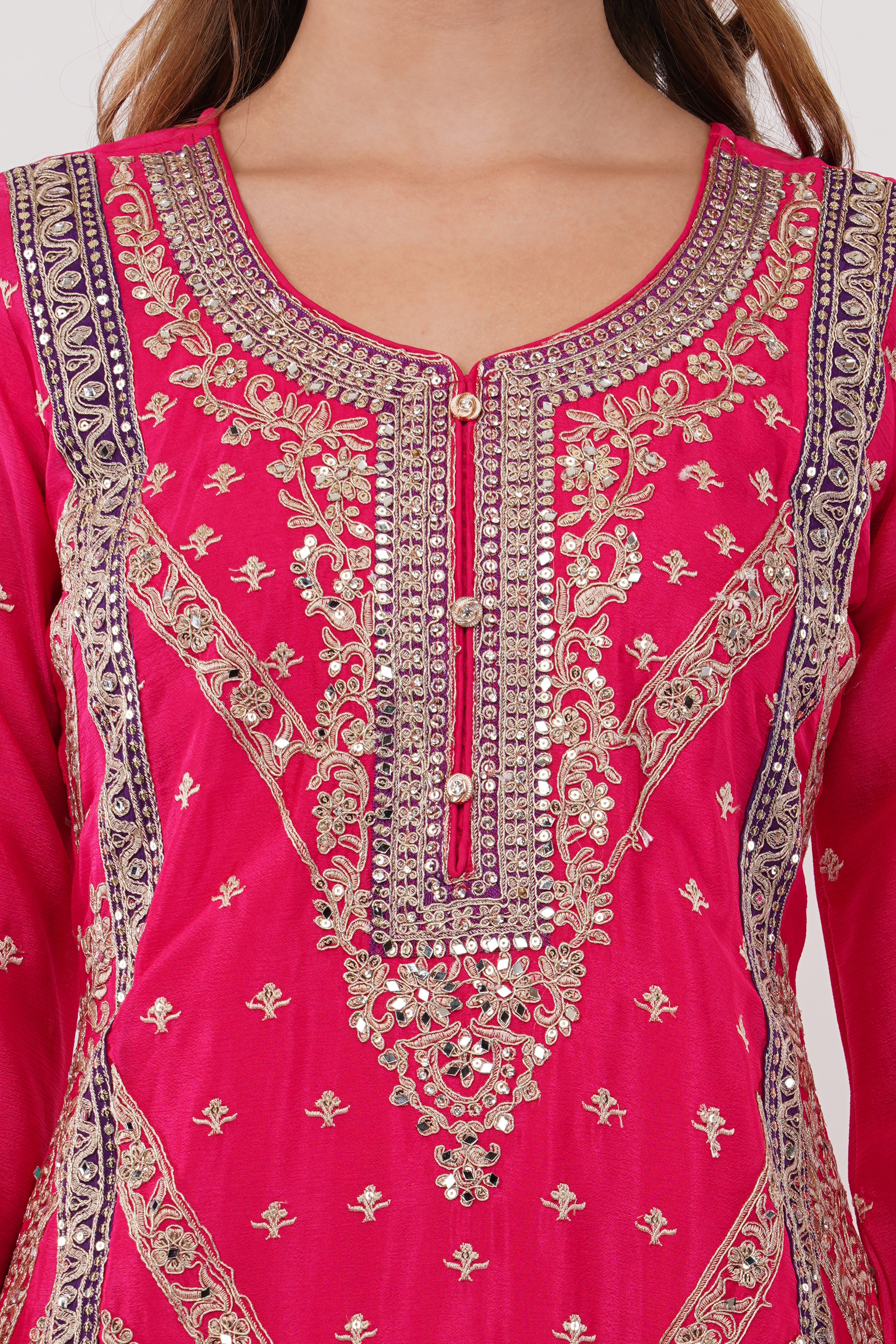 Multi-Color Suit Set With Embroidery - Set Of 3
