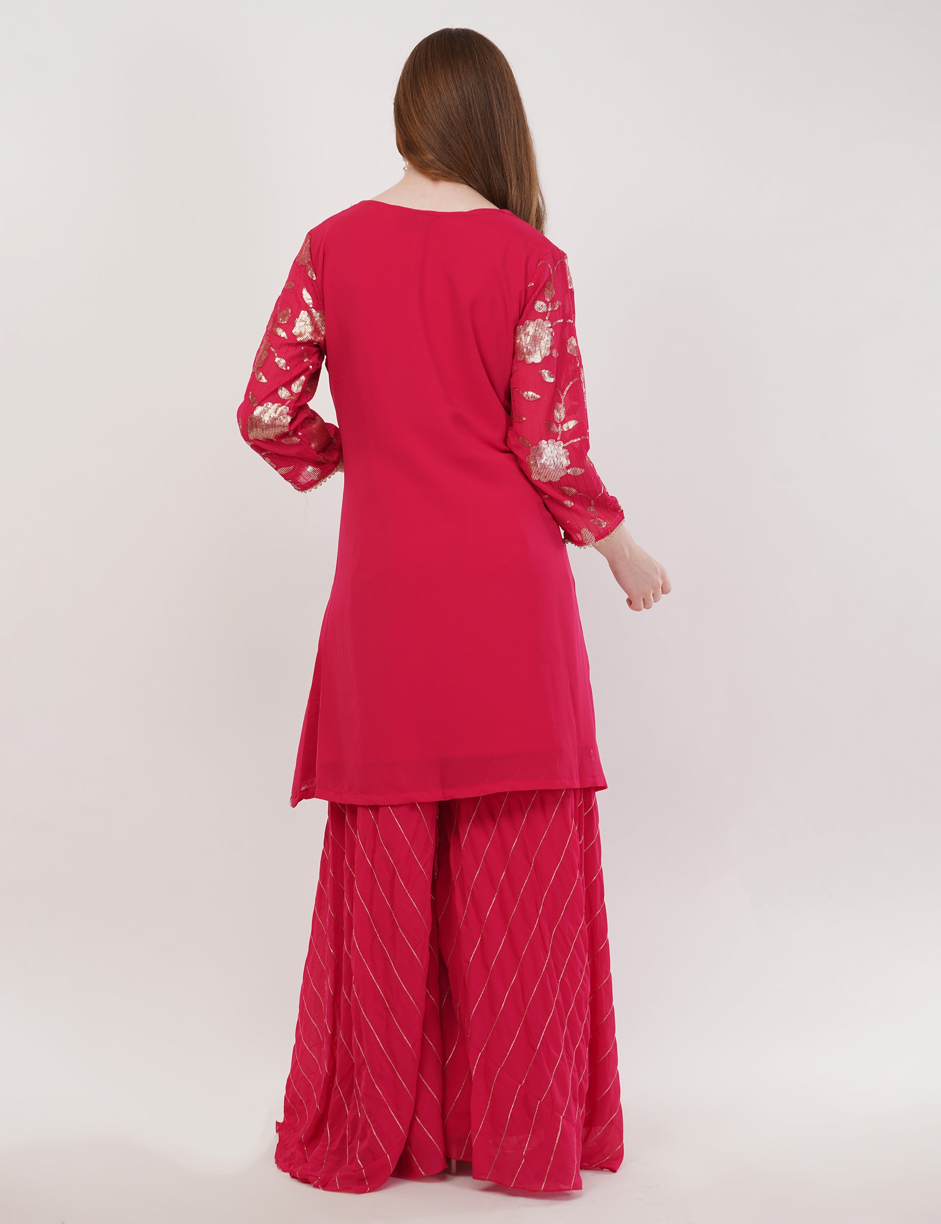 Jacquard Embroidered Tunic Set With Dupatta - Set Of 3