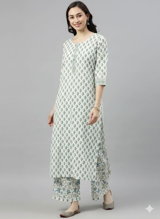 Off White Rayon Blend Gotta Patti Kurta Set