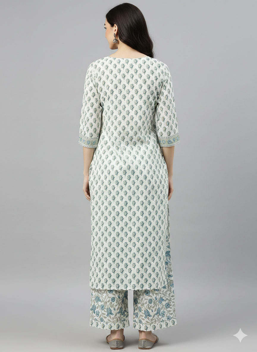 Off White Rayon Blend Gotta Patti Kurta Set