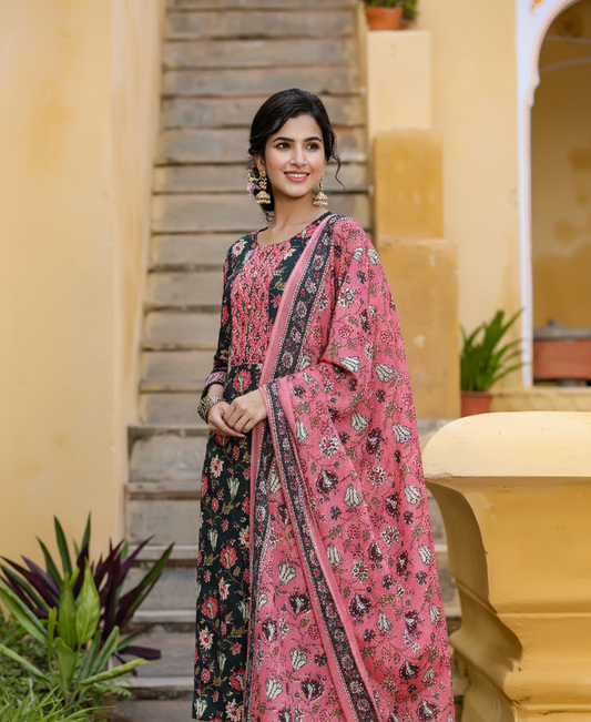 Teal Rayon Blend Suit Set