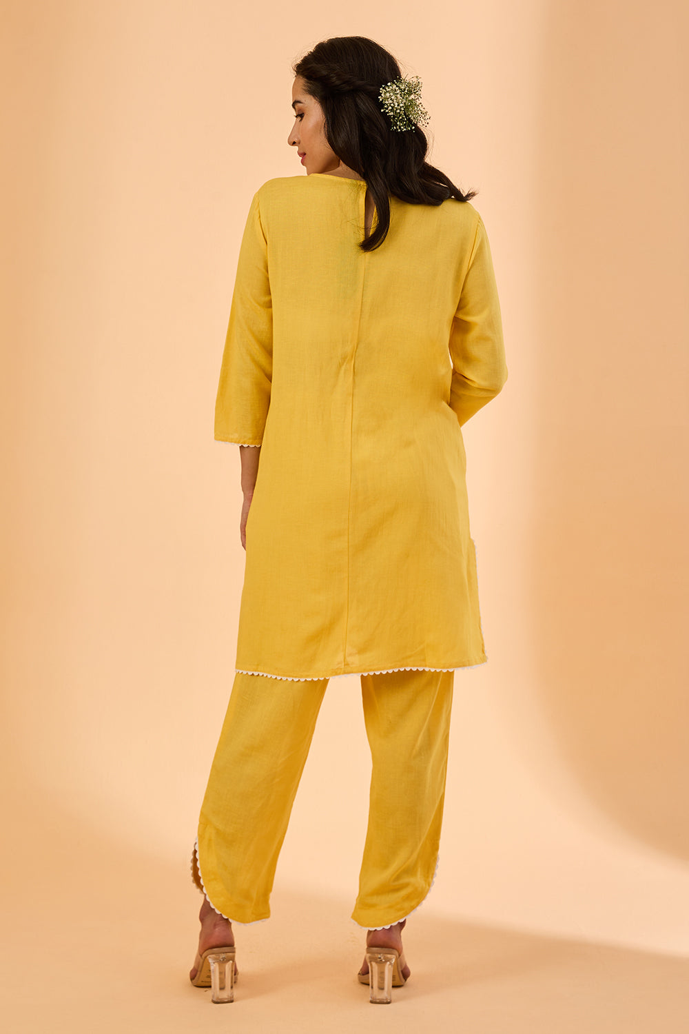 dhartii  yellow Light Embroidered Cotton Co-Ord Set