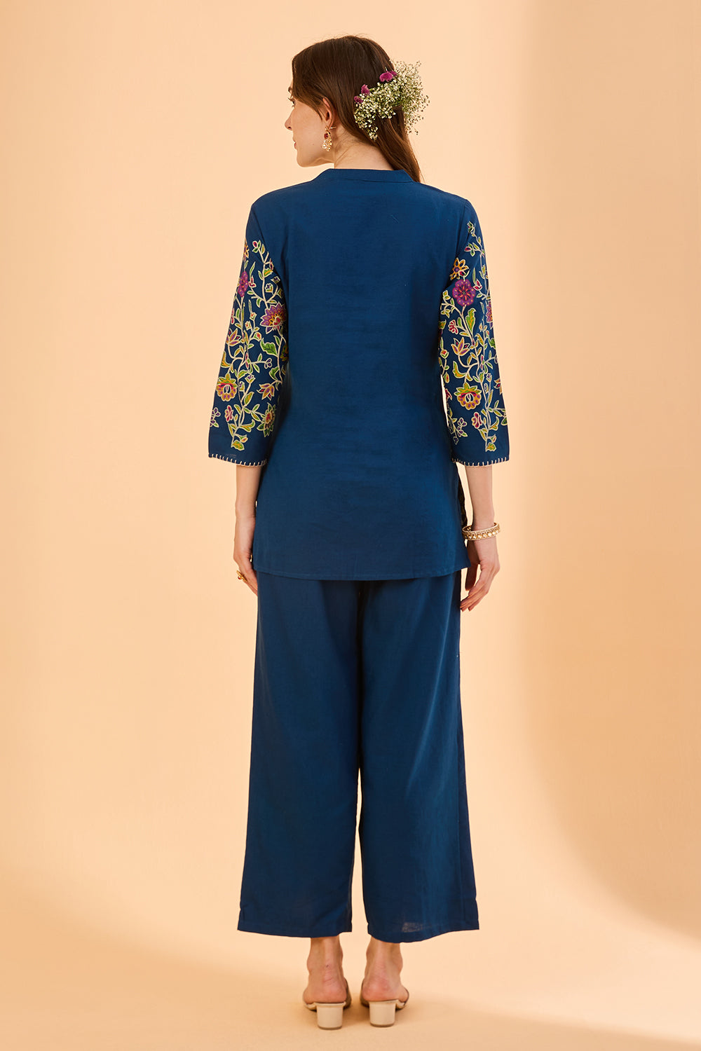 dhartii  Teal Floral Print Cotton Co-ord Set