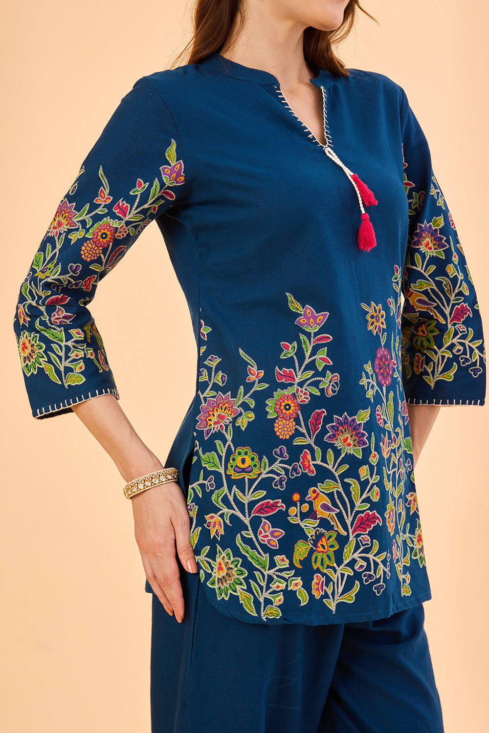 dhartii  Teal Floral Print Cotton Co-ord Set