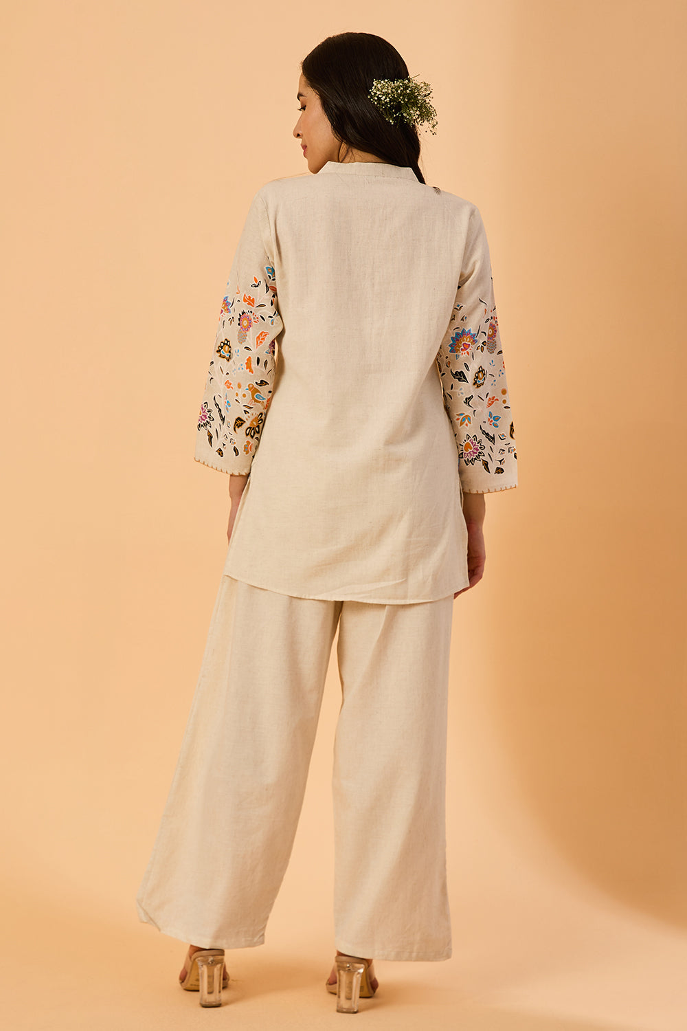 dhartii  Cream Garden Floral Cotton Co-Ord Set