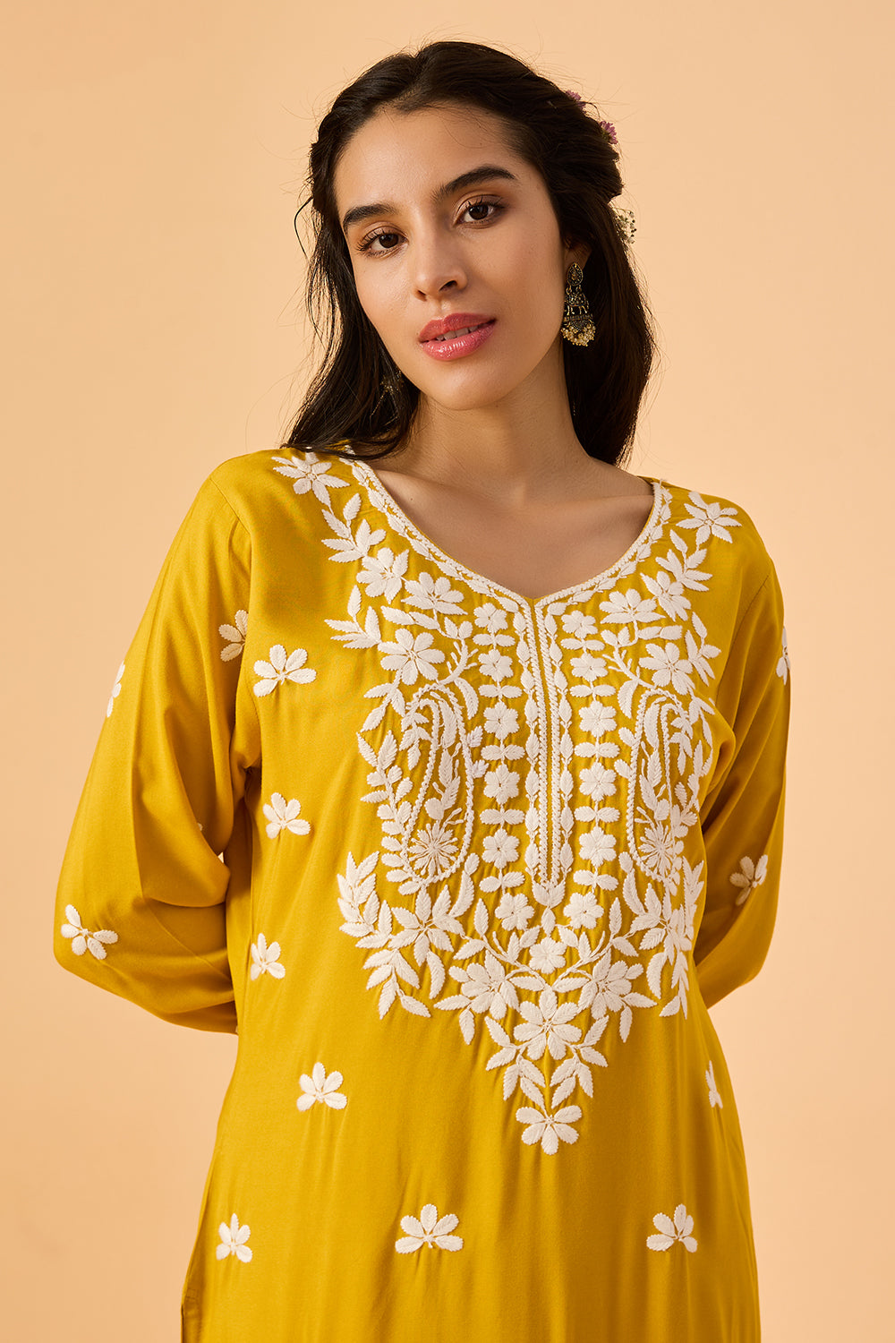 dhartii  Yellow Bloom Ethnic Rayon Suit Set