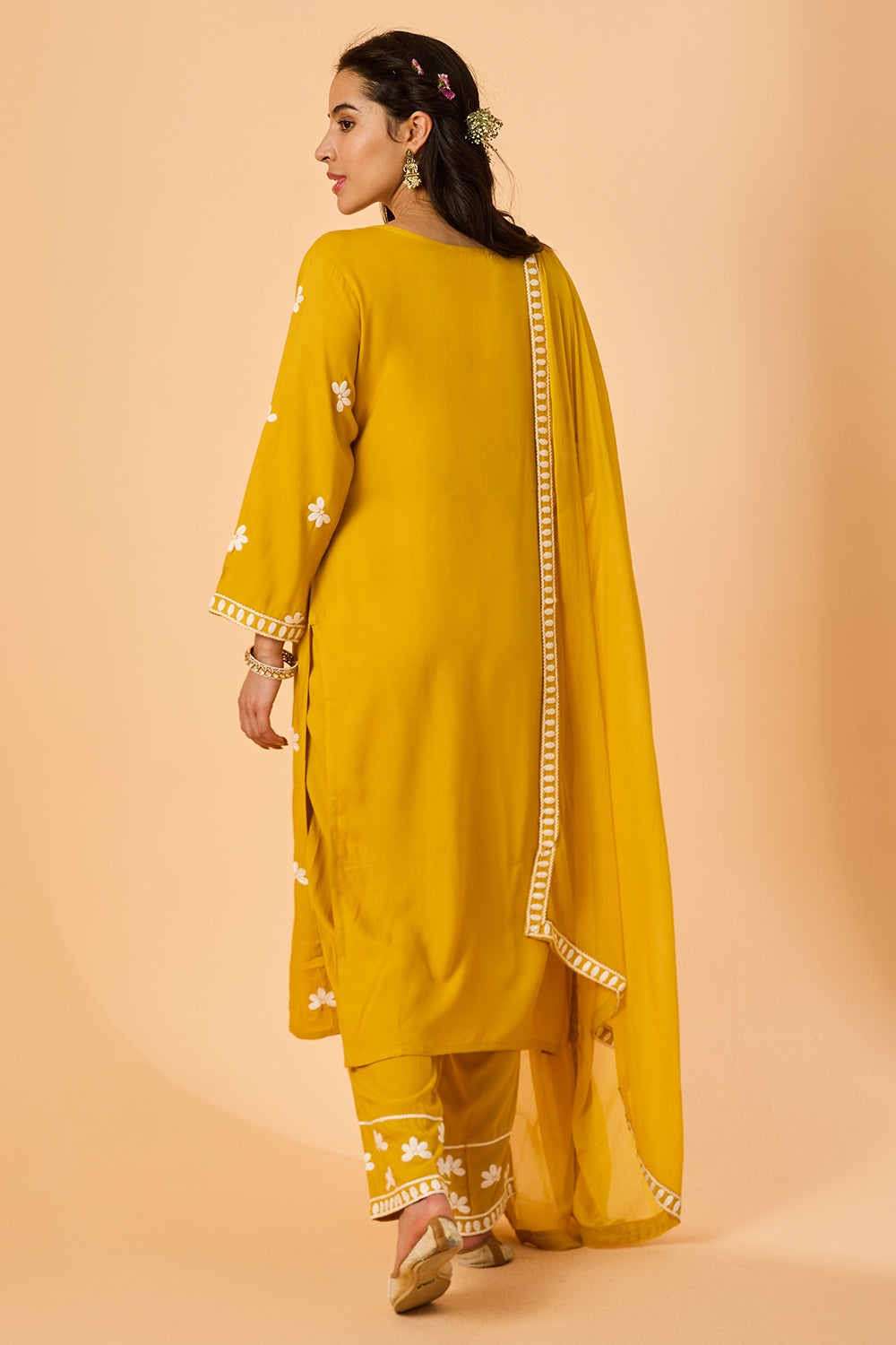 dhartii  Yellow Bloom Ethnic Rayon Suit Set