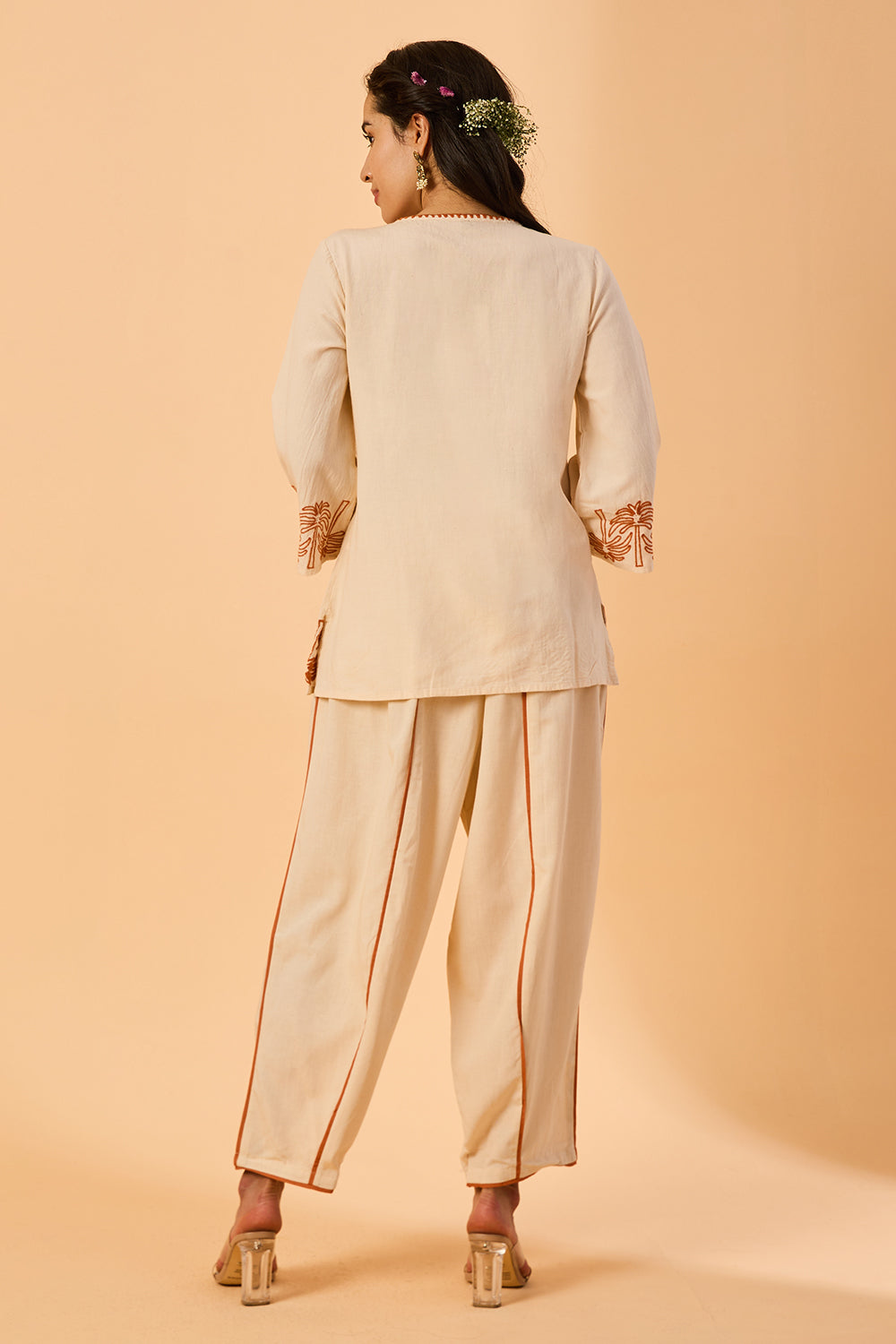 dhartii  Ivory Ease Embroidered Cotton Co-Ord Set