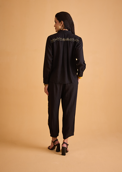 dhartii  Elegant Black Embroidered Co-Ord Set