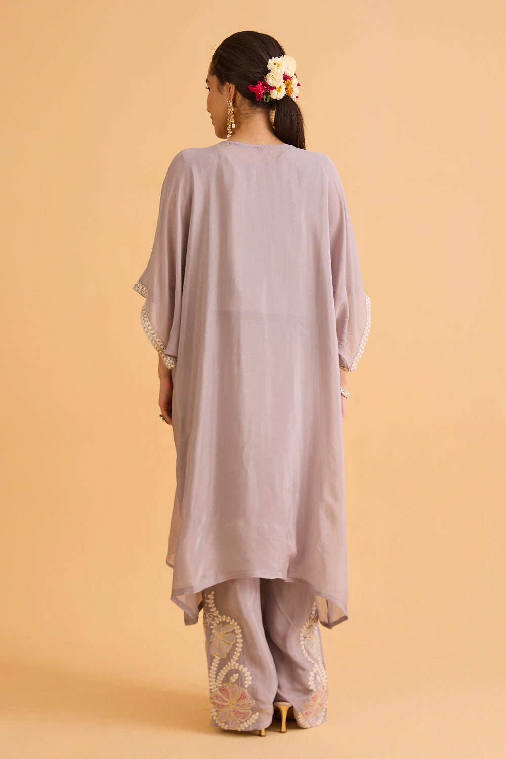 dhartii Soft Elegant Grey Embroidered Chinon Co-Ord Set