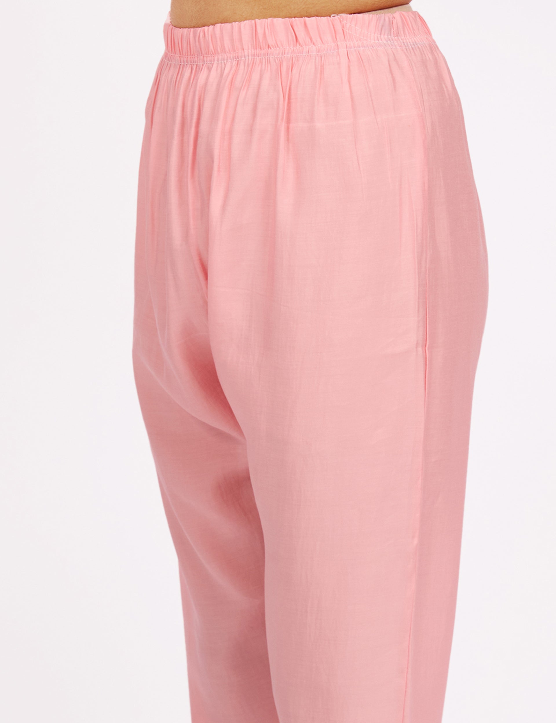 dhartii  Soft Pink Embroidered Kurta Set