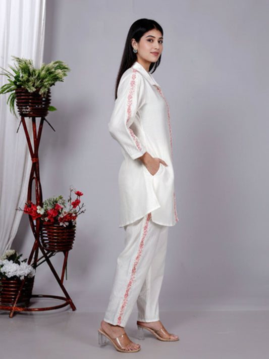 Vatican White Embroidered Co-ord Set