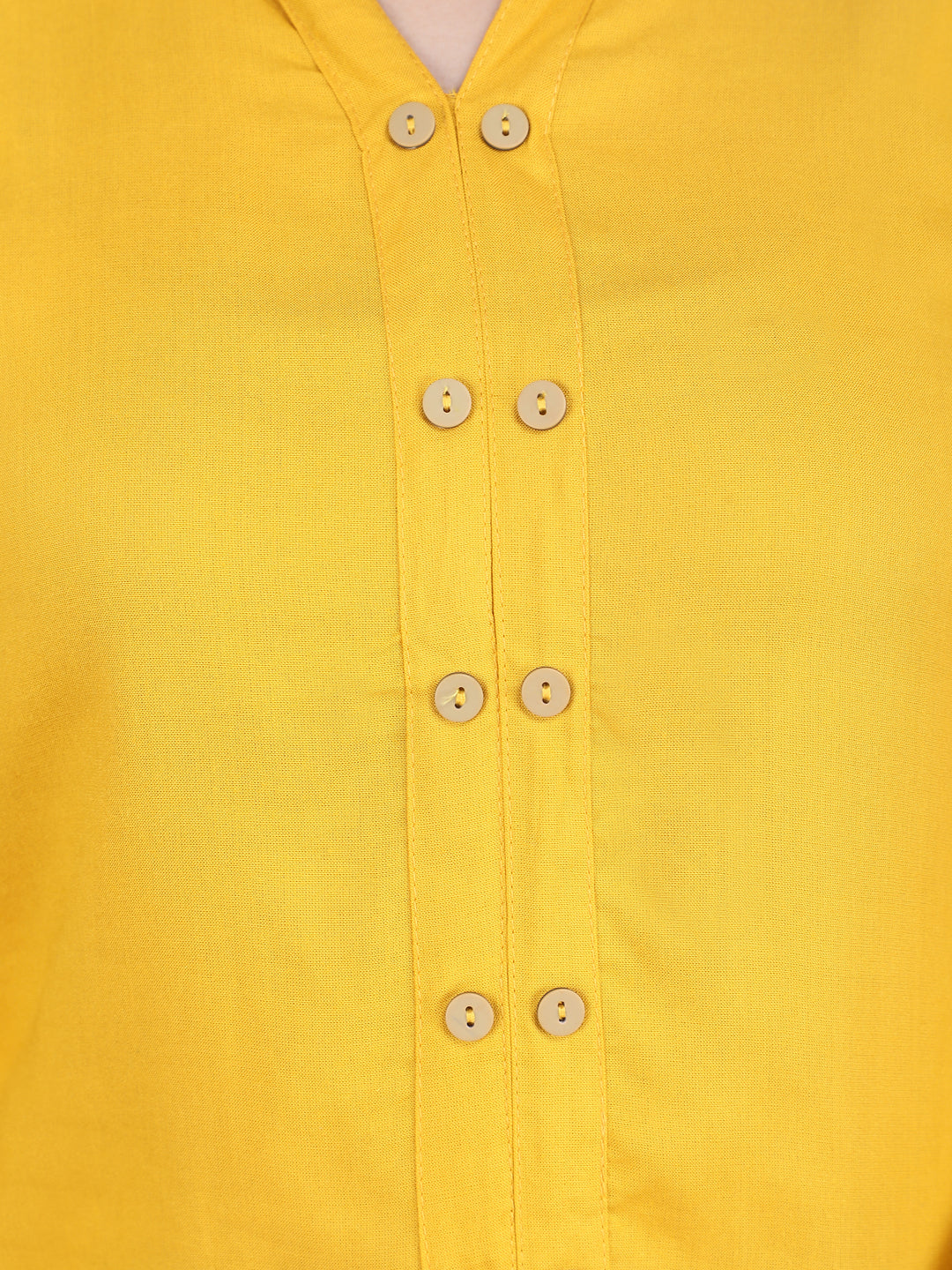Yellow Solid Straight Rayon Top