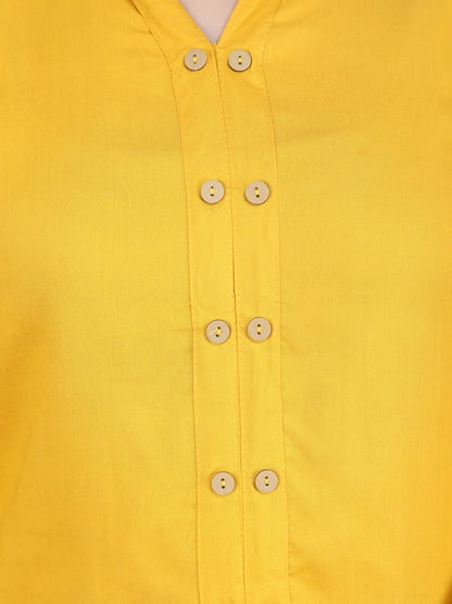 Yellow Solid Straight Rayon Top