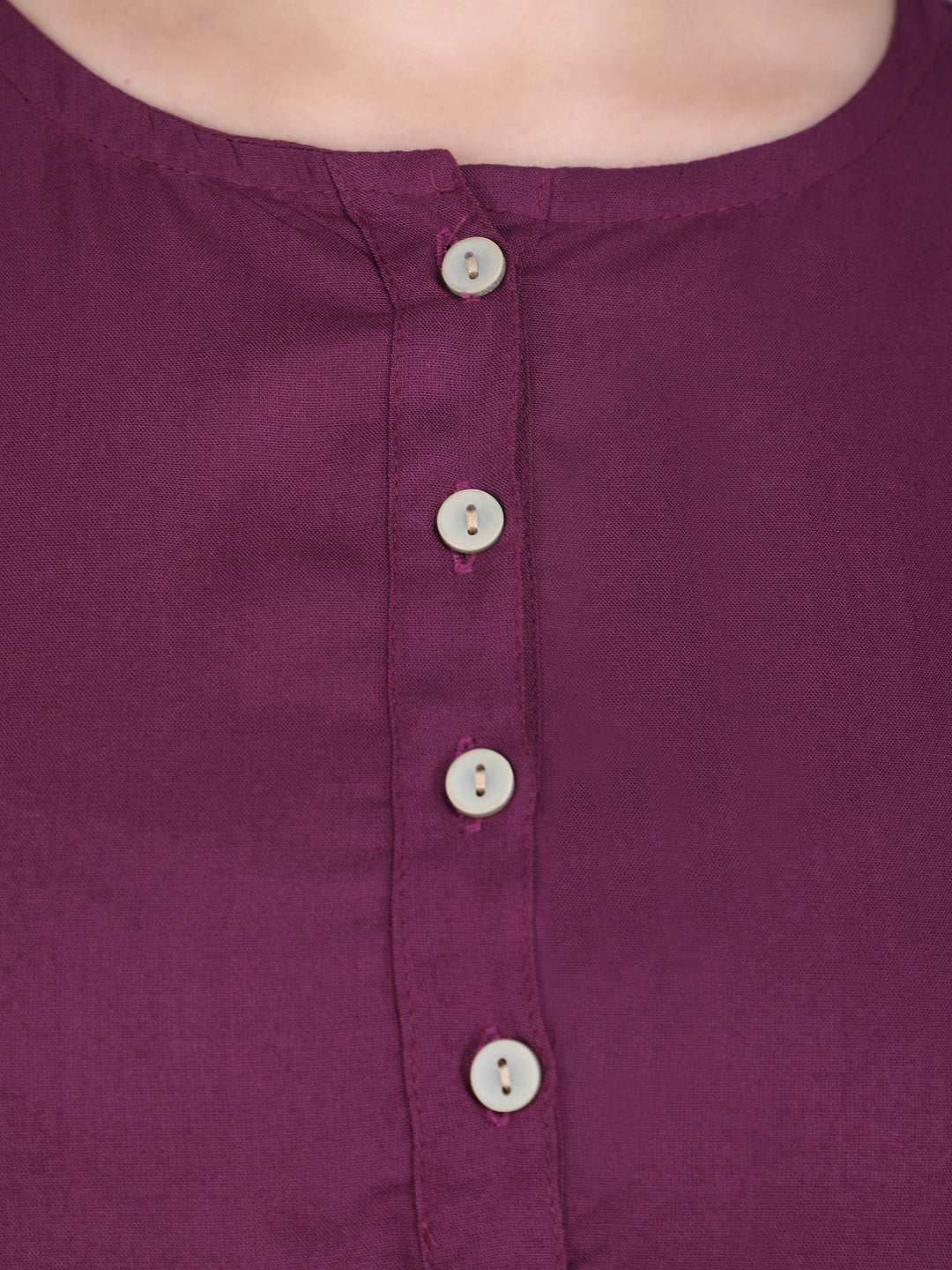 Purple Soild Straight Rayon Top