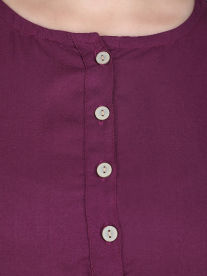 Purple Soild Straight Rayon Top