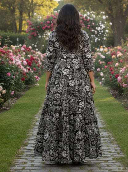 Trendy Multicolour Anarkali Embroidery Rayon Dress