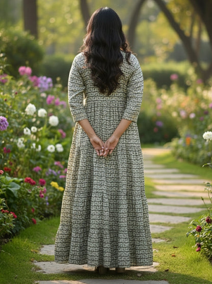 Women’s Rayon Multicolour Anarkali Dress with Ethnic Embroidery