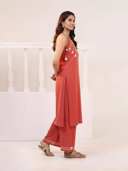 Stylish Orange Cotton Flex Kurta Set for Casual Daily Wear