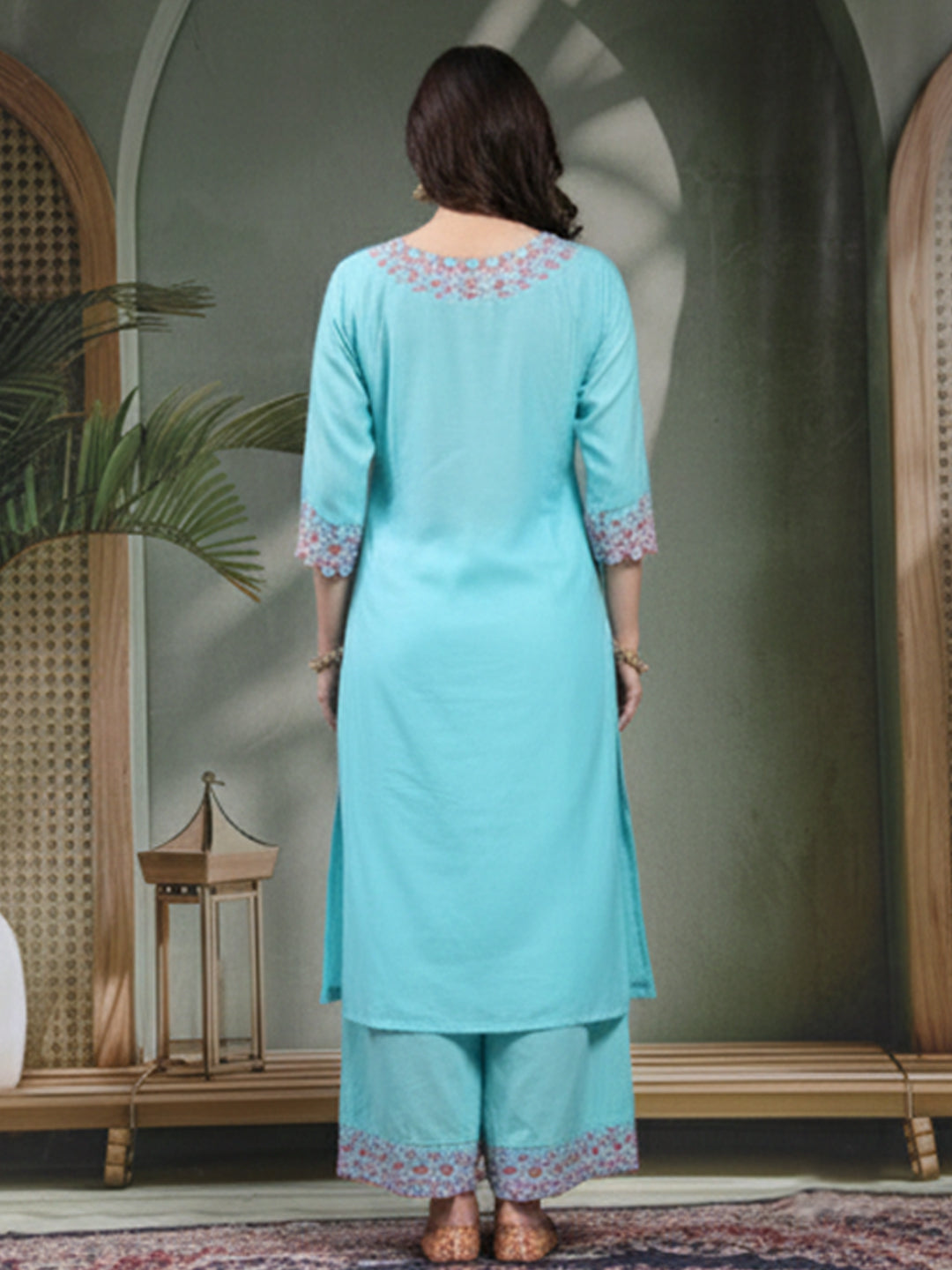 Elegant Light Blue Mal Chanderi Suit Set for Women’s Wear