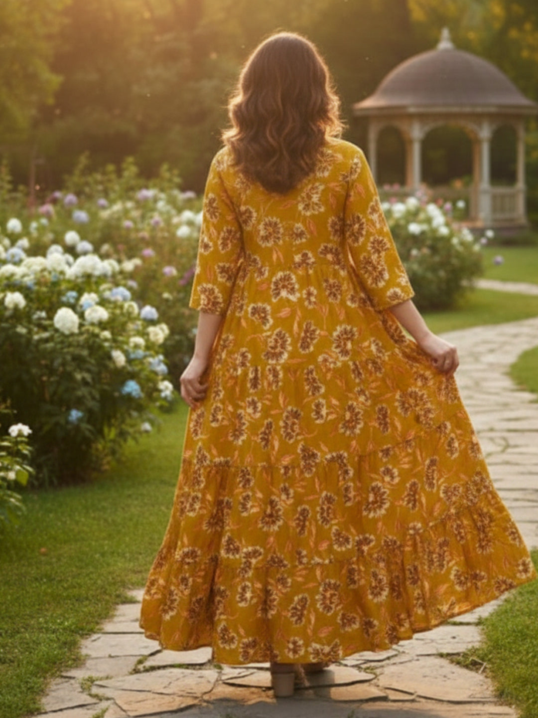 Multicolour Anarkali Embroidered Rayon Dress for Women