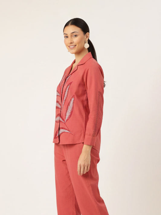 Rust Red Cotton Flex Co-Ord Set for Daily Comfort