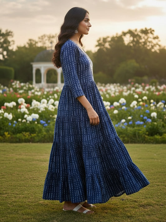 Women’s Ethnic Wear Multicolour Anarkali Embroidered Rayon Dress