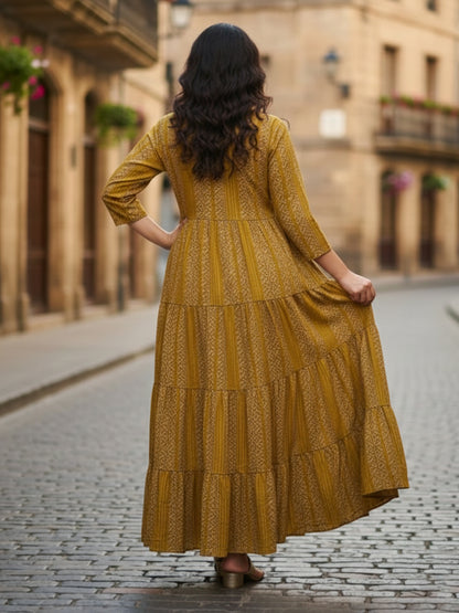 Women’s Soft Rayon Multicolour Anarkali Embroidered Dress