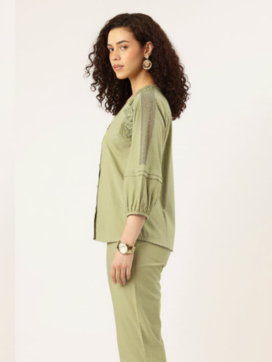 Classic Sage Green Cotton Cambric Co-Ord Set