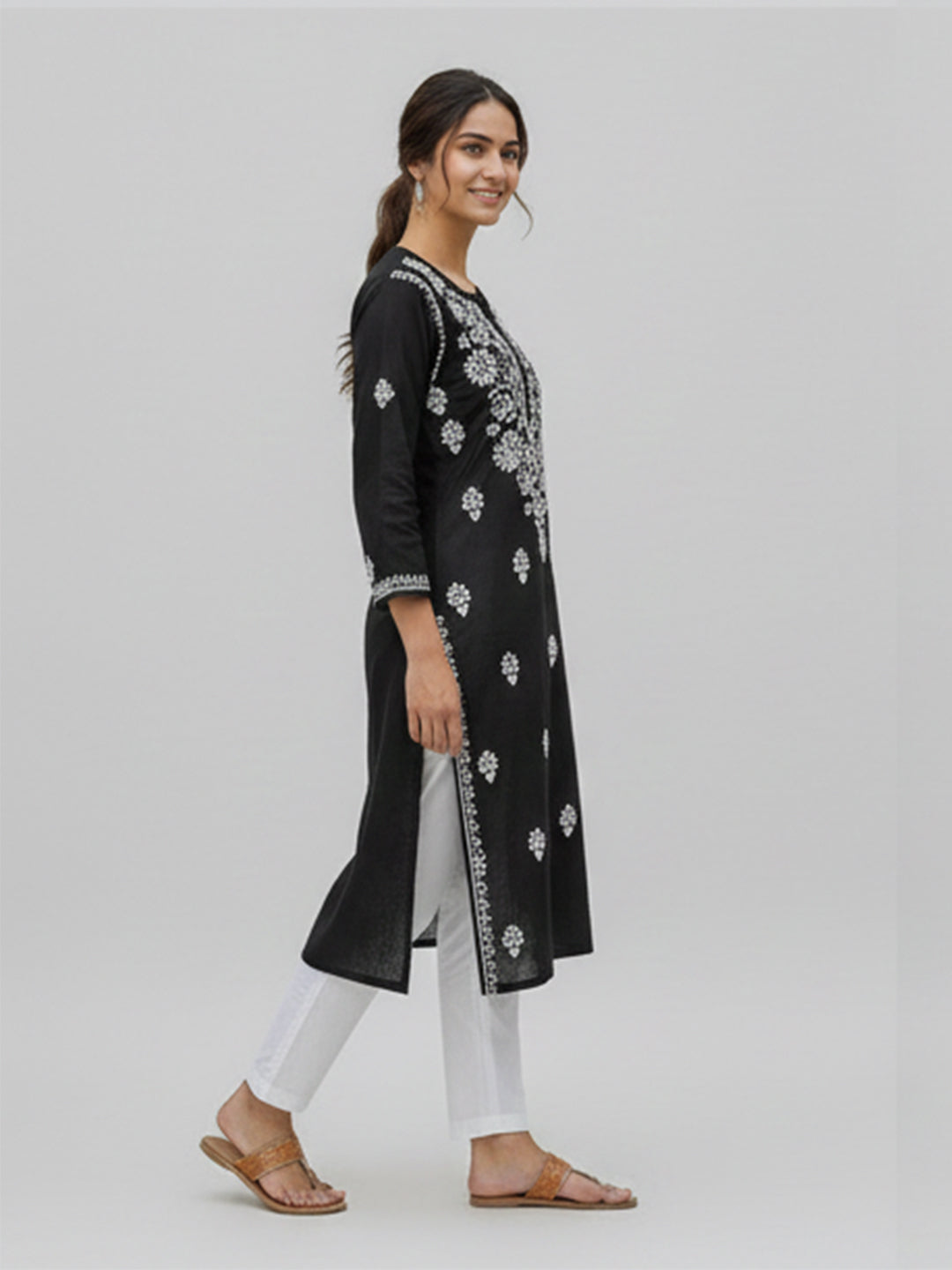 Black Chikankari Kurta and Afghani salwar set