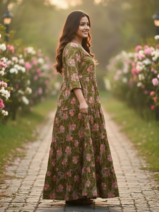 Stylish Multi Colour Anarkali Embroidery Rayon Dress