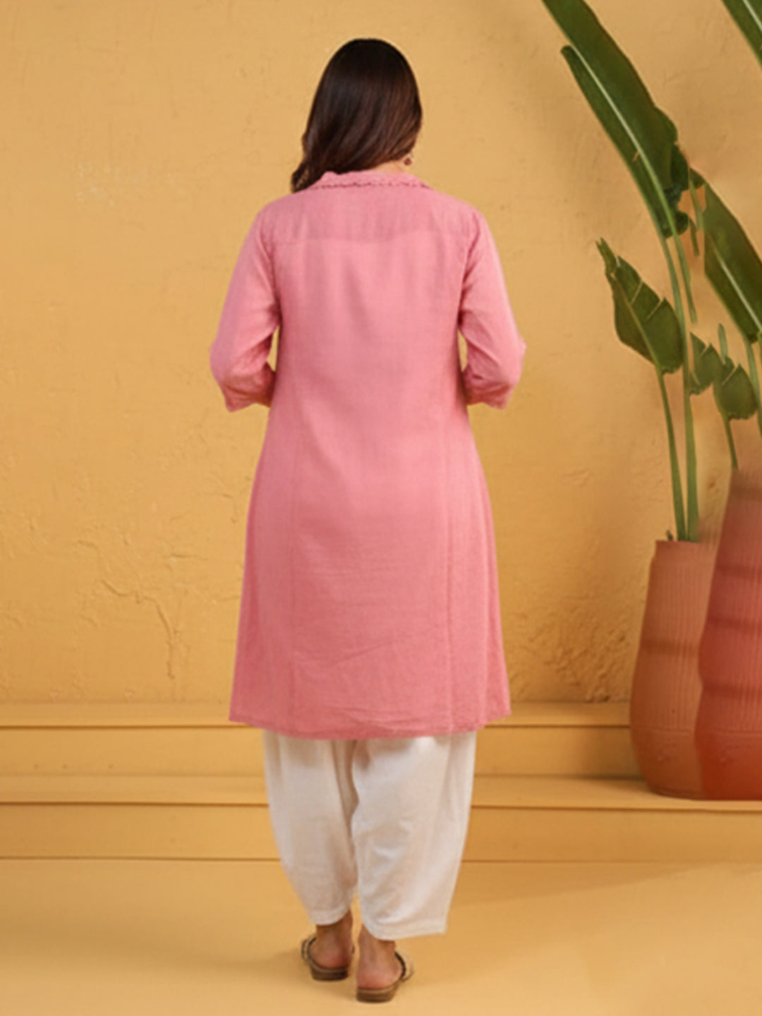 Women’s Light Pink Rayon Flex Top Pant Jacket Set