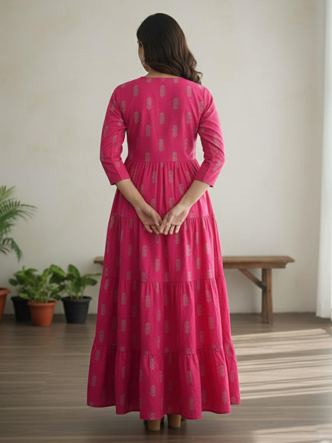 Modern Ethnic Multicolour Anarkali Rayon Dress
